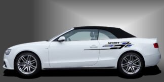 Car Sticker Auto Dekor in Schwarz und Blau auf weißem Audi A3 Cabrio