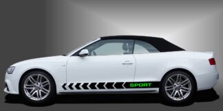 Car Sticker Auto Sticker in Schwarz und Giftgrün auf weißem Audi A3 Cabrio