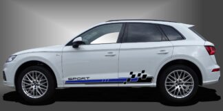 Car Sticker Auto Stickers in Schwarz und Blau auf weißem Audi Q5