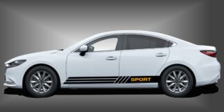 Car Sticker Auto Streifen in Schwarz und Dunkelgelb auf weißem Mazda 6