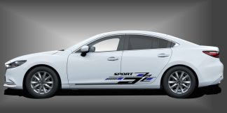 Car Sticker Auto Style in Schwarz und Blau auf weißem Mazda 6