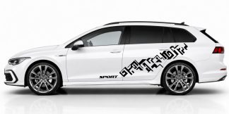 Car Sticker Autodesign in Schwarz auf einem weißen Golf 8 Variant