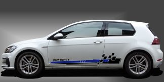 Car Sticker Car Stripes in Schwarz und Blau auf weißem VW Golf 7