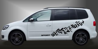 Car Sticker Car Tatoo in Schwarz auf weißem VW Touran