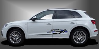 Car Sticker Fahrzeugdesign in Schwarz und Blau auf weißem Audi Q5