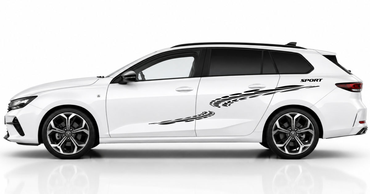 Car Sticker Style in Schwarz auf einem weißen Opel Astra SportsTourer