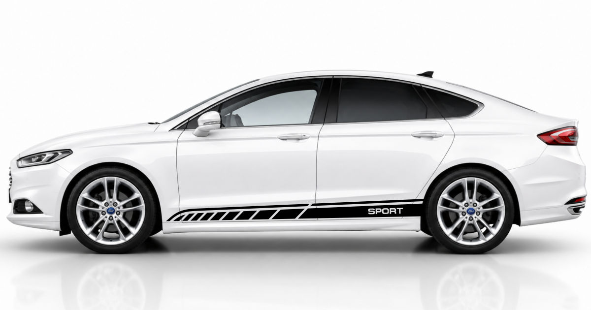 Car Stickers Aufkleber in Schwarz auf einem weißen Ford Mondeo