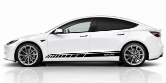 Car Stickers Aufkleber in Schwarz auf einem weißen Tesla Model 3
