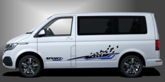 Car Stickers Auto Design in Schwarz und Blau auf weißem VW T6