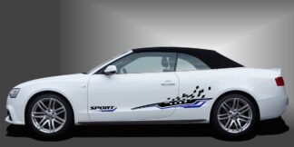 Car Stickers Auto Tattoo in Schwarz und Blau auf weißem Audi A3 Cabrio
