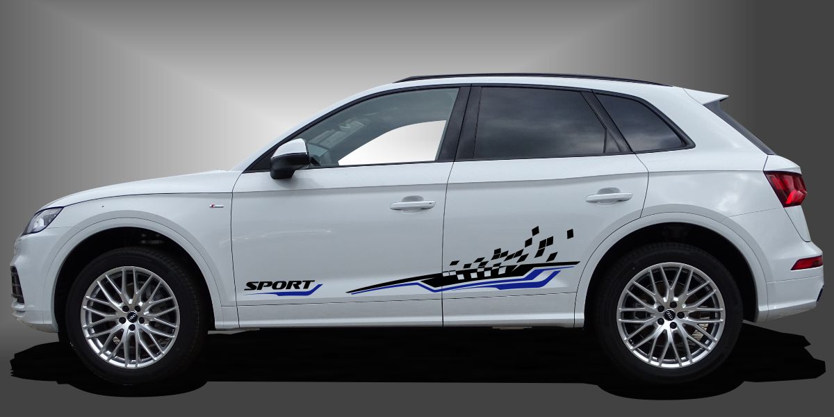 Car Stickers Car Design in Schwarz und Blau auf weißem Audi Q5