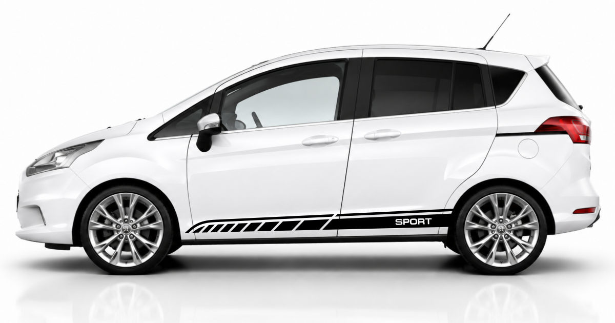 Car Stickers Streifen in Schwarz auf einem weißen Ford B-Max