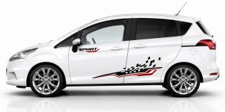 Car Stickers Tuning Aufkleber in Schwarz und Dunkelrot auf einem weißen Ford B-Max