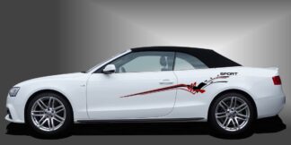 Car Style in Schwarz und Dunkelrot auf weißem Audi A3 Cabrio