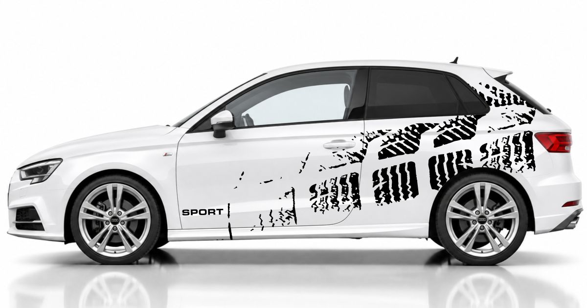 Car Styling in Schwarz auf einem weißen Audi A3 Sportback