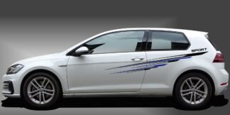 Decal Folie in Schwarz und Blau auf weißem VW Golf 7