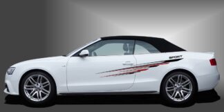 Decal Sticker in Schwarz und Dunkelrot auf weißem Audi A3 Cabrio