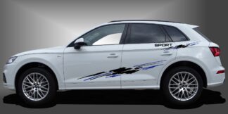 Decals Auto in Schwarz und Blau auf weißem Audi Q5