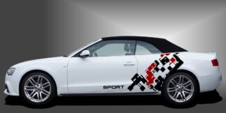 Dekorset Auto in Schwarz und Dunkelrot auf weißem Audi A3 Cabrio