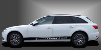Dekorstreifen Auto in Schwarz auf weißem Audi A4 Avant