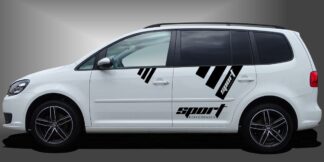 Design Folie Auto in Schwarz auf weißem VW Touran