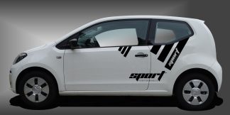Design Folie in Schwarz auf weißem VW UP