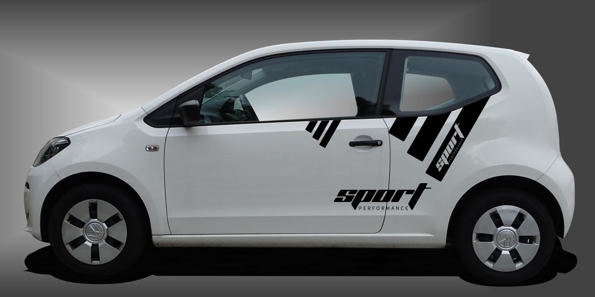 Design Folie in Schwarz auf weißem VW UP