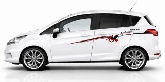 Designfolie in Schwarz und Dunkelrot auf einem weißen Ford B-Max