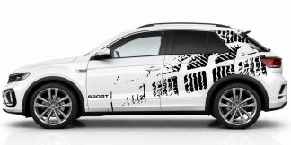 Fahrzeug Design in Schwarz auf einem weißen VW T-Roc