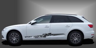 Foliendesign Auto in Schwarz auf weißem Audi A4 Avant