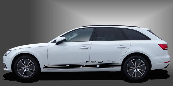 Folientuning in Schwarz auf weißem Audi A4 Avant