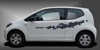 Karo Streifen Auto in Schwarz und Blau auf weißem VW UP