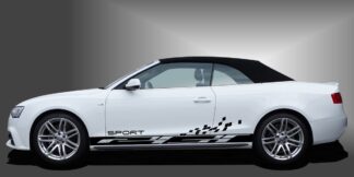 Karosserieaufkleber in Schwarz auf weißem Audi A3 Cabrio