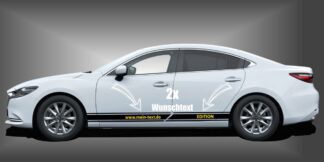 Karosseriestreifen Auto in Schwarz und Gelb auf weißem Mazda 6