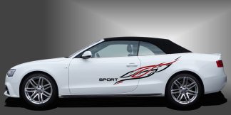 Klebe Tattoo in Schwarz und Dunkelrot auf weißem Audi A3 Cabrio