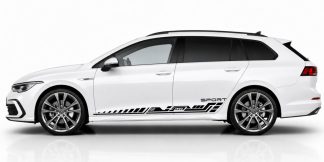 Klebefolie Streifen in Schwarz auf einem weißen Golf 8 Variant
