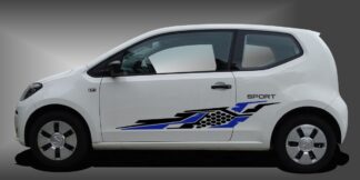 Klebefolien PKW in Schwarz und Blau auf weißem VW UP