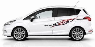 Klebetattoo in Schwarz und Dunkelrot auf einem weißen Ford B-Max