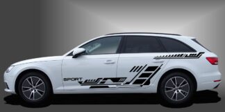 Motorsport Aufkleber in Schwarz auf weißem Audi A4 Avant
