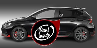 Paul inside Aufkleber als originelles und cooles Sticker-Motiv in Weiß auf schwarzer Auto-Seitenscheibe
