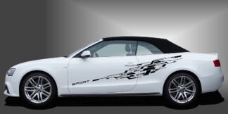 Racedesign in Schwarz auf weißem Audi A3 Cabrio