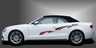 Racing Dekor in Schwarz und Dunkelrot auf weißem Audi A3 Cabrio
