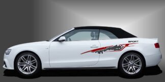 Racing Folie in Schwarz und Dunkelrot auf weißem Audi A3 Cabrio