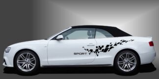 Racing Klebefolie in Schwarz auf weißem Audi A3 Cabrio