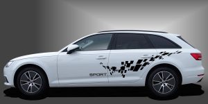 Racing Stickers in Schwarz auf weißem Audi A4 Avant