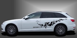 Racing Stickers in Schwarz auf weißem Audi A4 Avant