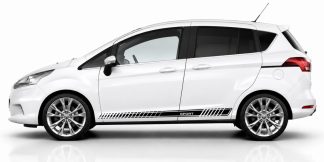 Racingstreifen fürs Auto in Schwarz und Dunkelrot auf einem weißen Ford B-Max