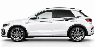 Rally Seitenstreifen in Schwarz auf einem weißen VW T-Roc