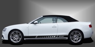 Rallye Streifen in Schwarz auf weißem Audi A3 Cabrio