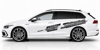 Reifenprofil Sticker in Schwarz auf einem weißen Golf 8 Variant